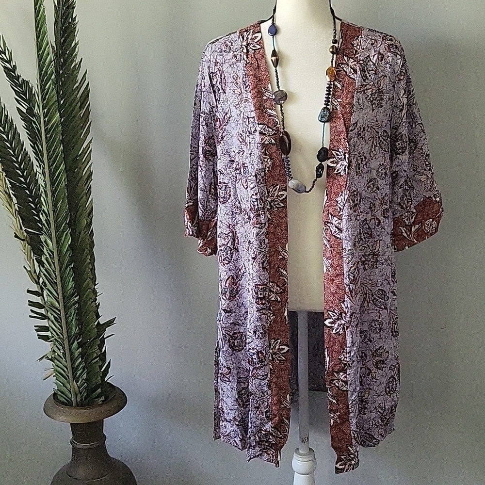 Maurices multicolored floral print open front kimono NWT